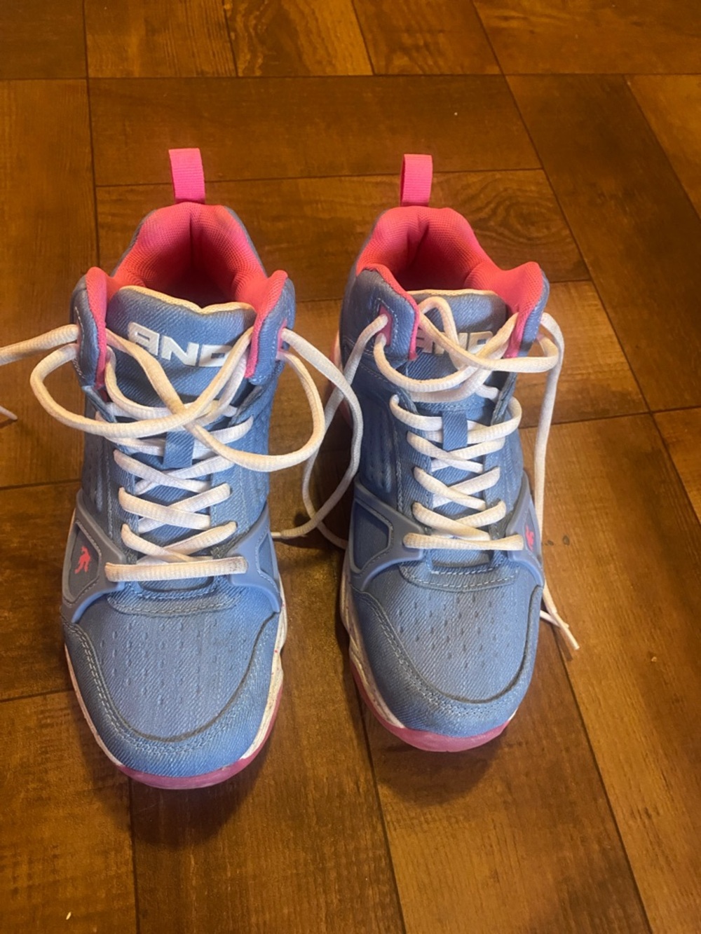 And1 Kids Light Blue and Pink Lace-Up Sneakers